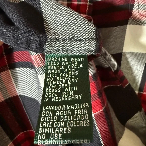 Lauren Ralph Lauren Red Black Checkered Button Down Country Shirt Preppy Holiday - Picture 7 of 8